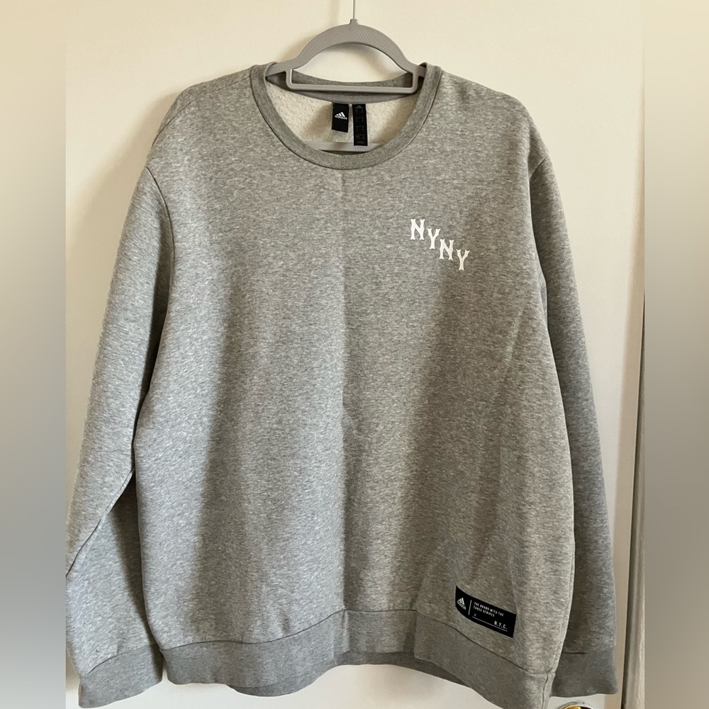 Adidas New York Ny Club Three Stripes Zero Strikes Baseball Sweatshirt XL Gray.